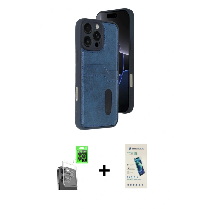 MARSİLYAN™- iPhone 16 Pro Kılıf Yörünge Işık Serisi - Şeffaf Pasifik Cam Ekran Koruyucu + Raze Metal Kamera Lens - SH