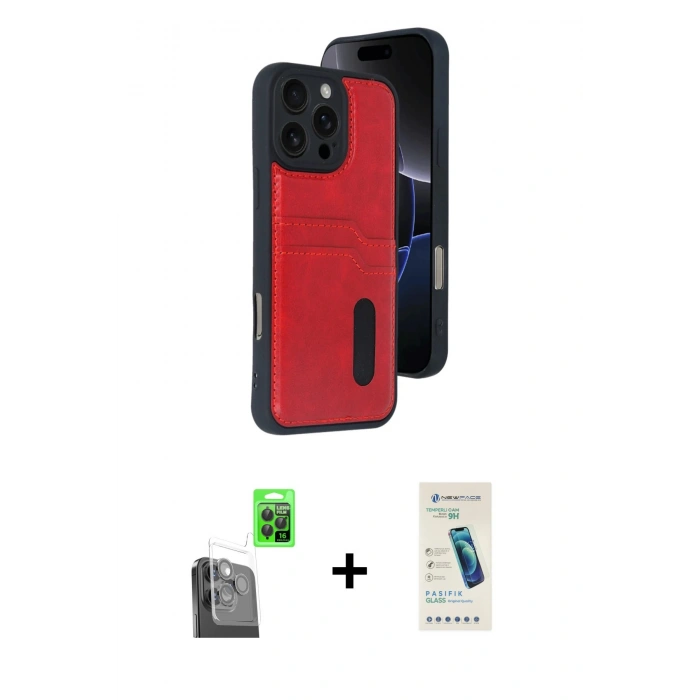 MARSİLYAN™- iPhone 16 Pro Kılıf Yörünge Işık Serisi - Şeffaf Pasifik Cam Ekran Koruyucu + Raze Metal Kamera Lens - SH