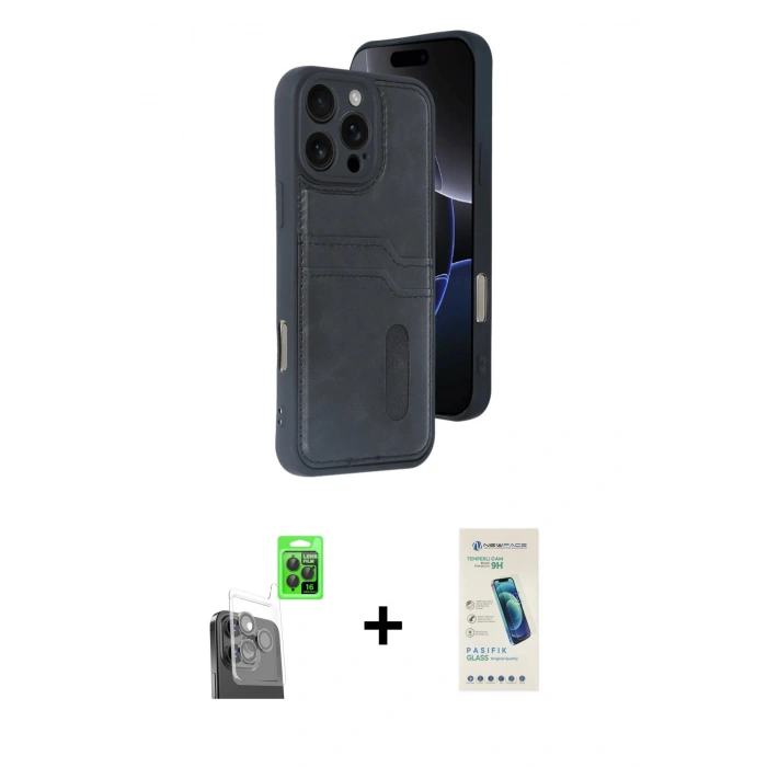 MARSİLYAN™- iPhone 16 Pro Kılıf Yörünge Işık Serisi - Şeffaf Pasifik Cam Ekran Koruyucu + Raze Metal Kamera Lens - SH