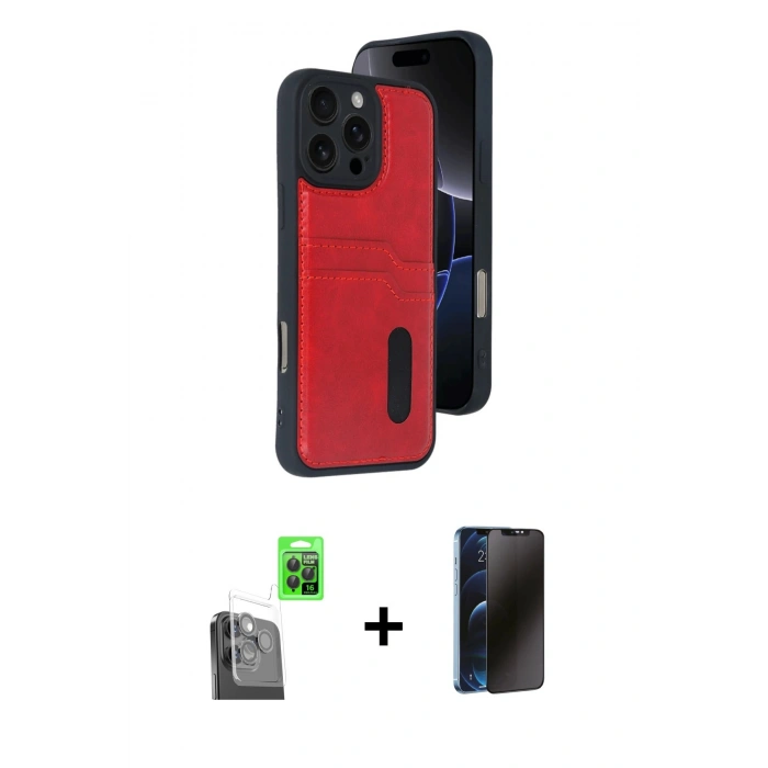 MARSİLYAN™- iPhone 16 Pro Kılıf Yörünge Işık Serisi - Siyah 3D Antistatik Hayalet Cam Ekran Koruyucu + Raze Metal Kamera Lens - SH