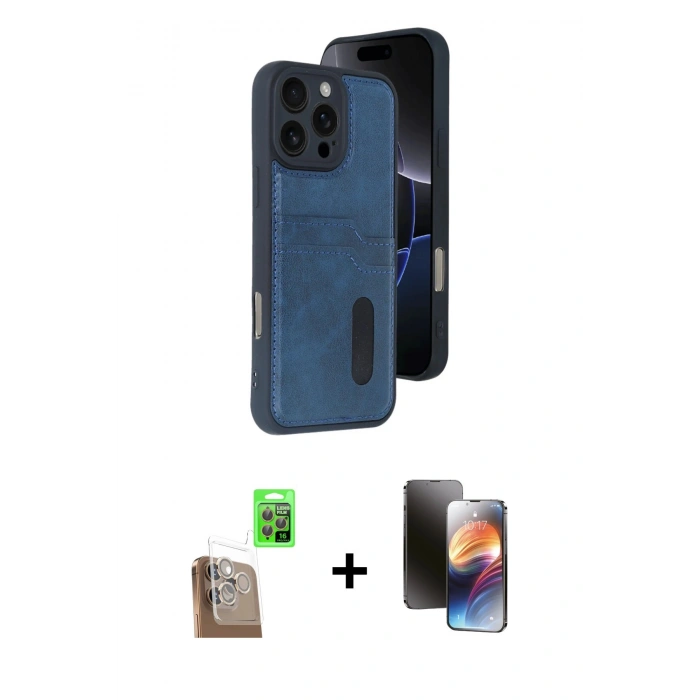 MARSİLYAN™- iPhone 16 Pro Kılıf Yörünge Işık Serisi - Siyah 3D Antistatik Mat Seramik Nano Ekran Koruyucu + Raze Metal Kamera Lens - CLTM