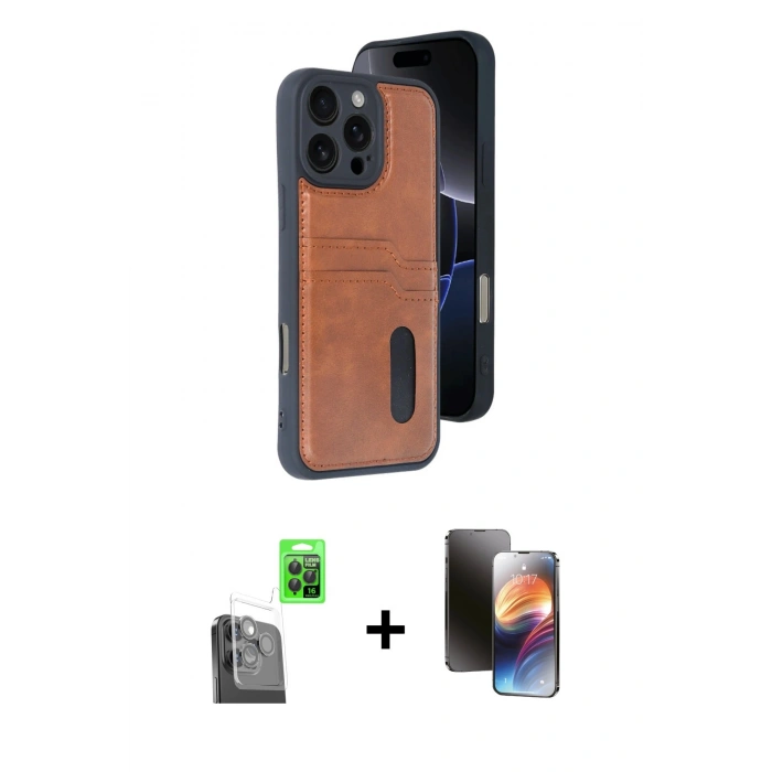 MARSİLYAN™- iPhone 16 Pro Kılıf Yörünge Işık Serisi - Siyah 3D Antistatik Mat Seramik Nano Ekran Koruyucu + Raze Metal Kamera Lens - SH