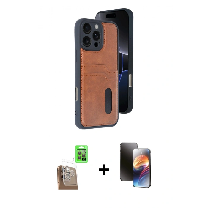MARSİLYAN™- iPhone 16 Pro Kılıf Yörünge Işık Serisi - Siyah 3D Antistatik Mat Seramik Nano Ekran Koruyucu + Raze Metal Kamera Lens - CLTM