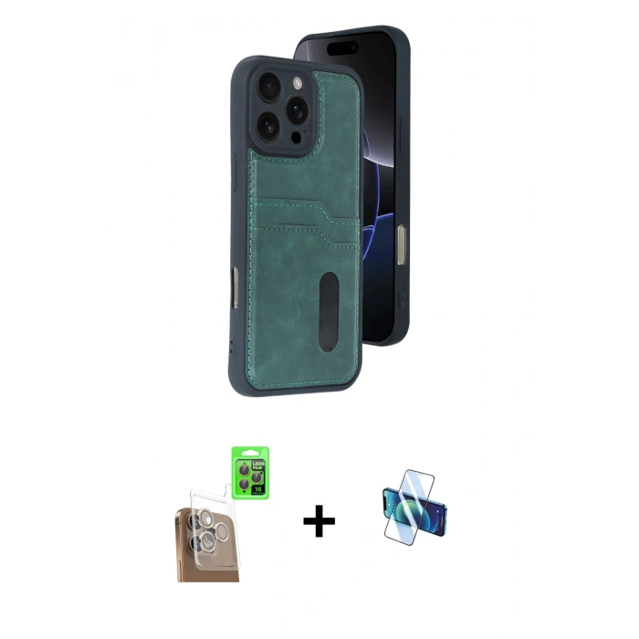 MARSİLYAN™- iPhone 16 Pro Kılıf Yörünge Işık Serisi - Siyah 3D Antistatik Seramik Nano Ekran Koruyucu + Raze Metal Kamera Lens - CLTM