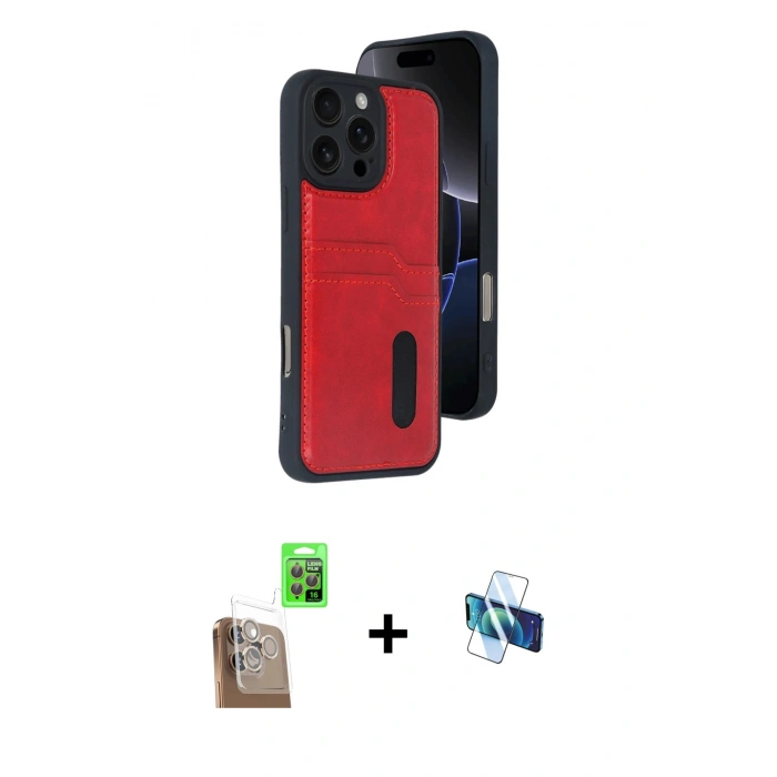 MARSİLYAN™- iPhone 16 Pro Kılıf Yörünge Işık Serisi - Siyah 3D Antistatik Seramik Nano Ekran Koruyucu + Raze Metal Kamera Lens - CLTM