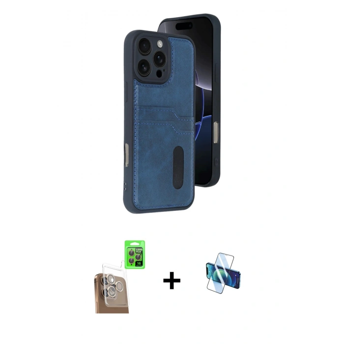 MARSİLYAN™- iPhone 16 Pro Kılıf Yörünge Işık Serisi - Siyah 3D Antistatik Seramik Nano Ekran Koruyucu + Raze Metal Kamera Lens - CLTM