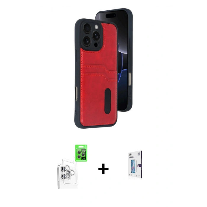 MARSİLYAN™- iPhone 16 Pro Kılıf Yörünge Işık Serisi - Siyah Bilvis 0.18mm Plus Cam Ekran Koruyucu + Raze Metal Kamera Lens - BZ