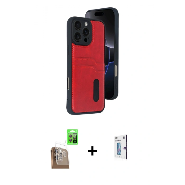 MARSİLYAN™- iPhone 16 Pro Kılıf Yörünge Işık Serisi - Siyah Bilvis 0.18mm Plus Cam Ekran Koruyucu + Raze Metal Kamera Lens - CLTM