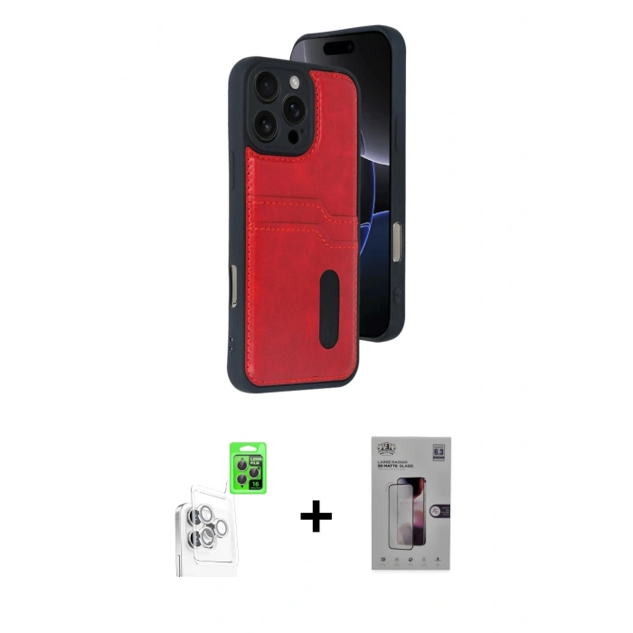MARSİLYAN™- iPhone 16 Pro Kılıf Yörünge Işık Serisi - Siyah Bilvis 3D Mat Cam Ekran Koruyucu + Raze Metal Kamera Lens - BZ
