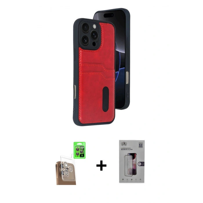 MARSİLYAN™- iPhone 16 Pro Kılıf Yörünge Işık Serisi - Siyah Bilvis 3D Mat Cam Ekran Koruyucu + Raze Metal Kamera Lens - CLTM