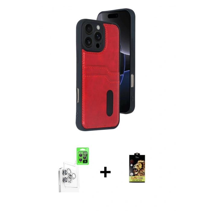 MARSİLYAN™- iPhone 16 Pro Kılıf Yörünge Işık Serisi - Siyah Buffer Cam Ekran Koruyucu + Raze Metal Kamera Lens - BZ