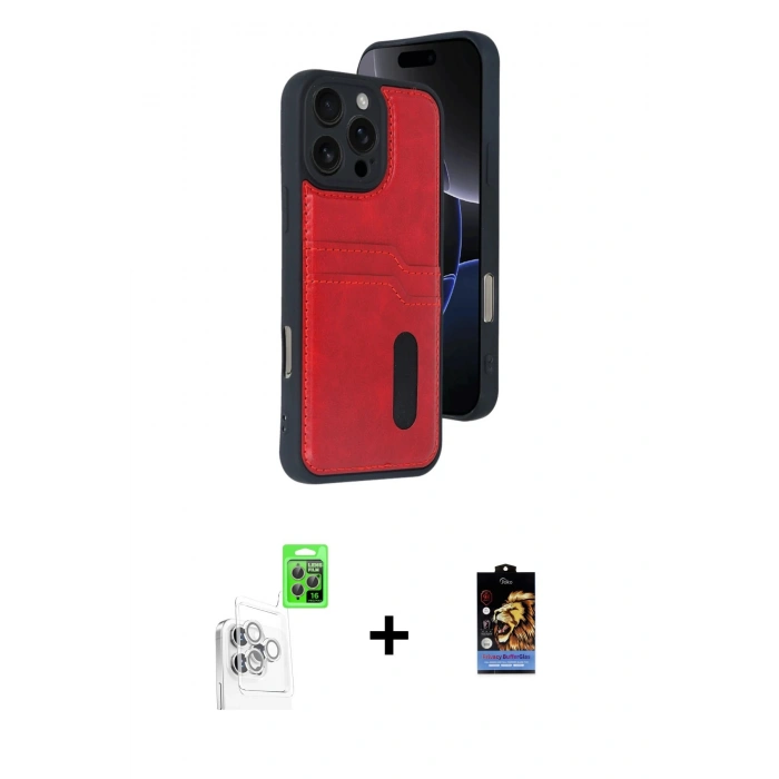 MARSİLYAN™- iPhone 16 Pro Kılıf Yörünge Işık Serisi - Siyah Buffer Hayalet Cam Ekran Koruyucu + Raze Metal Kamera Lens - BZ