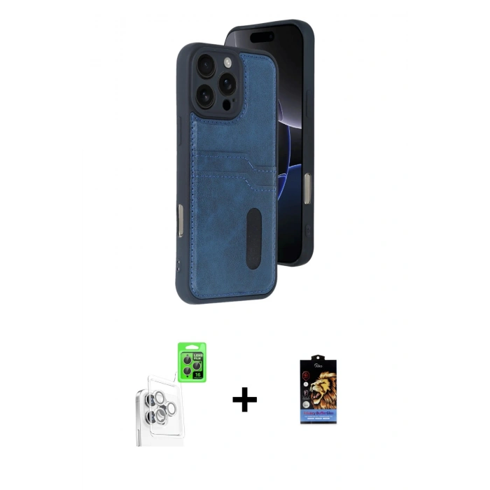 MARSİLYAN™- iPhone 16 Pro Kılıf Yörünge Işık Serisi - Siyah Buffer Hayalet Cam Ekran Koruyucu + Raze Metal Kamera Lens - BZ