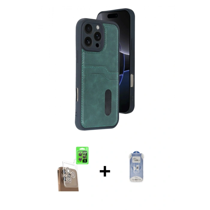 MARSİLYAN™- iPhone 16 Pro Kılıf Yörünge Işık Serisi - Siyah Joko Magic 5D Cam + Raze Metal Kamera Lens - CLTM