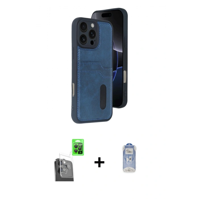 MARSİLYAN™- iPhone 16 Pro Kılıf Yörünge Işık Serisi - Siyah Joko Magic 5D Cam + Raze Metal Kamera Lens - SH