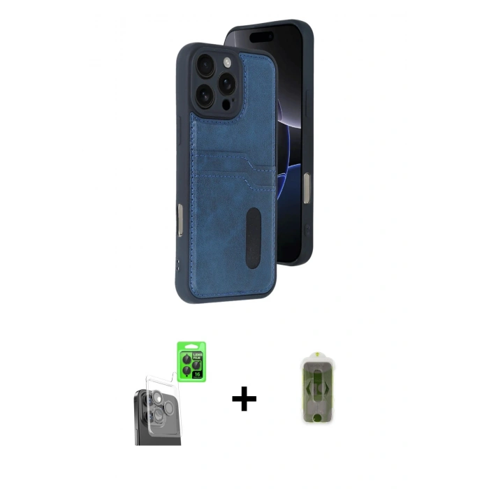 MARSİLYAN™- iPhone 16 Pro Kılıf Yörünge Işık Serisi - Siyah Joko Magic 5D Hayalet Cam + Raze Metal Kamera Lens - SH