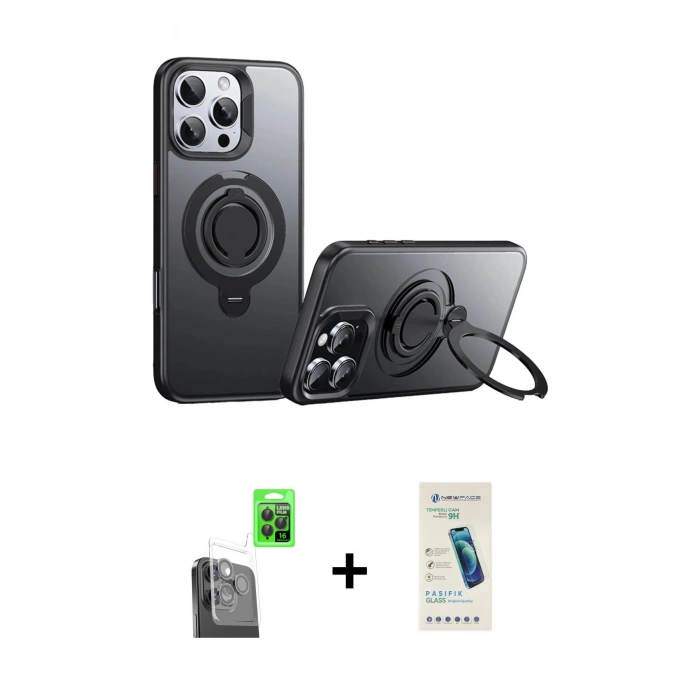 MARSİLYAN™- iPhone 16 Pro Kılıf Zirve Çizgi Prime - Şeffaf Pasifik Cam Ekran Koruyucu + Raze Metal Kamera Lens - SH