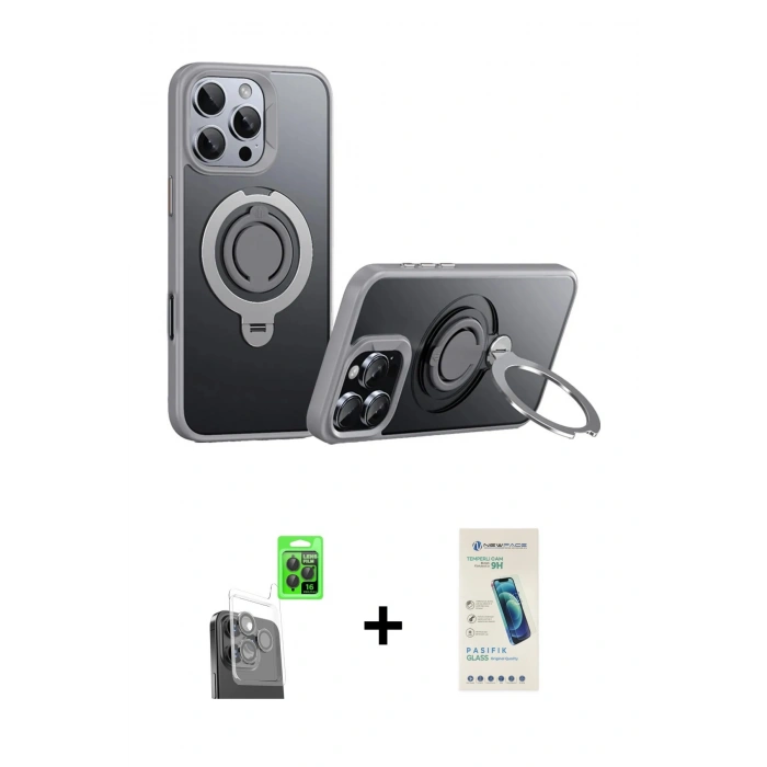 MARSİLYAN™- iPhone 16 Pro Kılıf Zirve Çizgi Prime - Şeffaf Pasifik Cam Ekran Koruyucu + Raze Metal Kamera Lens - SH