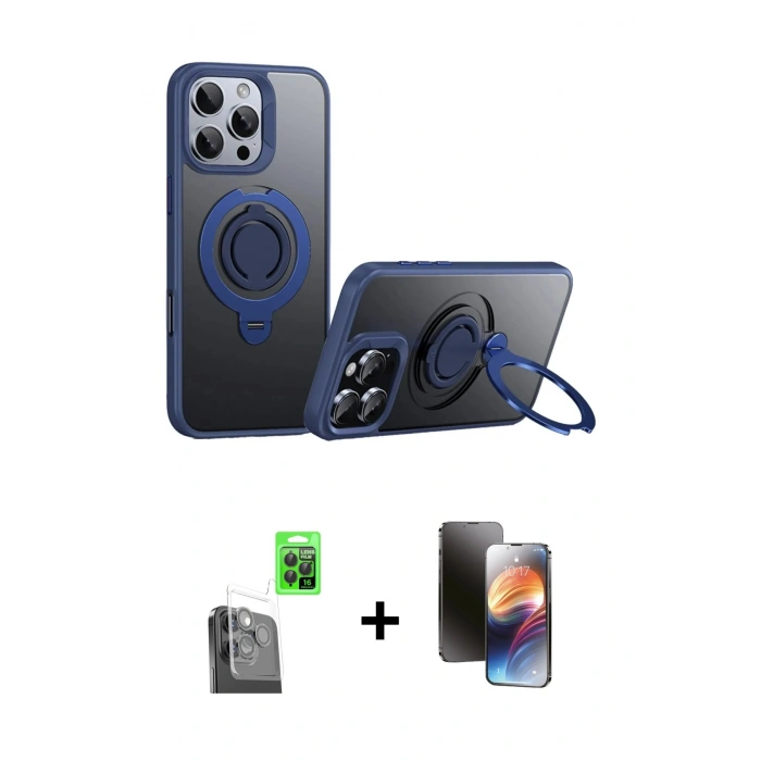 MARSİLYAN™- iPhone 16 Pro Kılıf Zirve Çizgi Prime - Siyah 3D Antistatik Mat Seramik Nano Ekran Koruyucu + Raze Metal Kamera Lens - SH