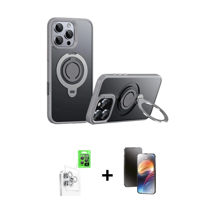 MARSİLYAN™- iPhone 16 Pro Kılıf Zirve Çizgi Prime - Siyah 3D Antistatik Mat Seramik Nano Ekran Koruyucu + Raze Metal Kamera Lens - BZ