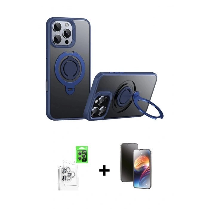 MARSİLYAN™- iPhone 16 Pro Kılıf Zirve Çizgi Prime - Siyah 3D Antistatik Mat Seramik Nano Ekran Koruyucu + Raze Metal Kamera Lens - BZ