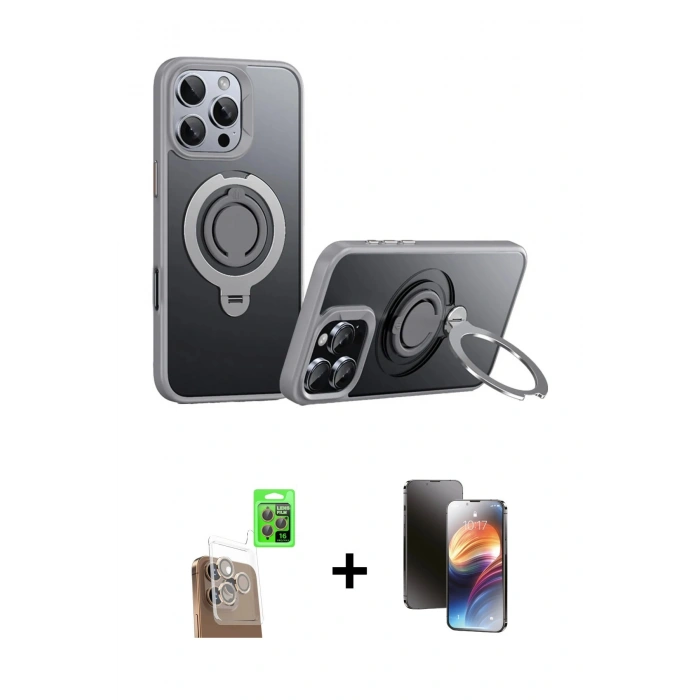 MARSİLYAN™- iPhone 16 Pro Kılıf Zirve Çizgi Prime - Siyah 3D Antistatik Mat Seramik Nano Ekran Koruyucu + Raze Metal Kamera Lens - CLTM