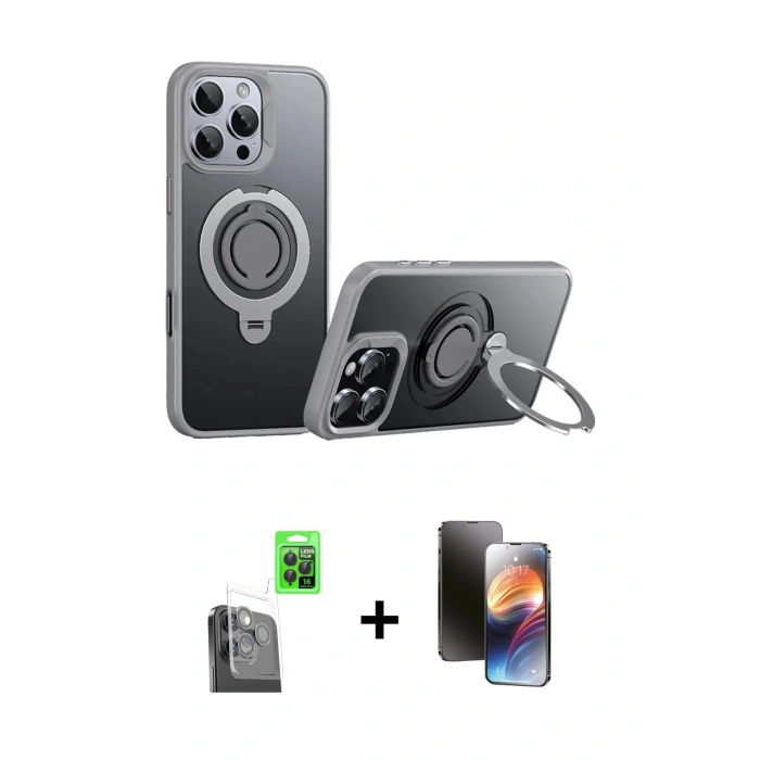 MARSİLYAN™- iPhone 16 Pro Kılıf Zirve Çizgi Prime - Siyah 3D Antistatik Mat Seramik Nano Ekran Koruyucu + Raze Metal Kamera Lens - SH