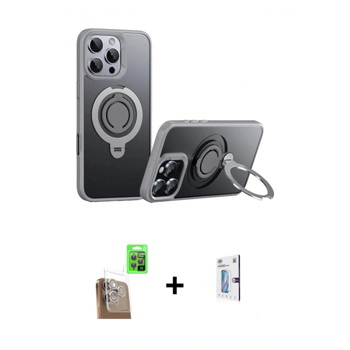 MARSİLYAN™- iPhone 16 Pro Kılıf Zirve Çizgi Prime - Siyah Bilvis 0.18mm Plus Cam Ekran Koruyucu + Raze Metal Kamera Lens - CLTM