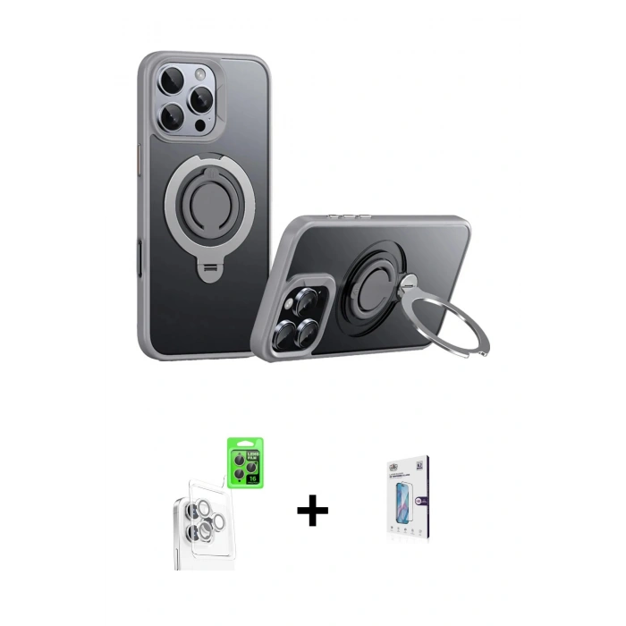 MARSİLYAN™- iPhone 16 Pro Kılıf Zirve Çizgi Prime - Siyah Bilvis 0.18mm Plus Cam Ekran Koruyucu + Raze Metal Kamera Lens - BZ