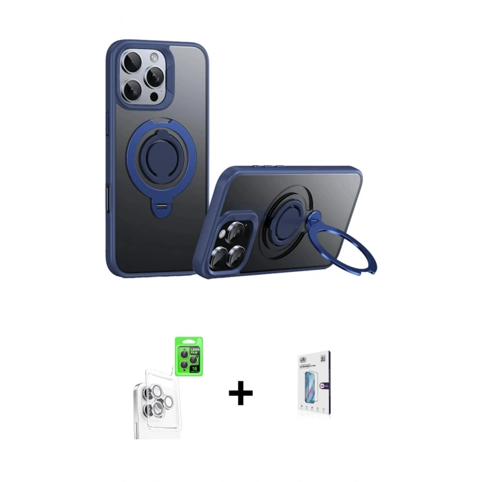 MARSİLYAN™- iPhone 16 Pro Kılıf Zirve Çizgi Prime - Siyah Bilvis 0.18mm Plus Cam Ekran Koruyucu + Raze Metal Kamera Lens - BZ