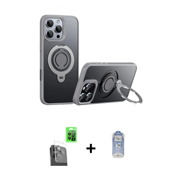 MARSİLYAN™- iPhone 16 Pro Kılıf Zirve Çizgi Prime - Siyah Joko Magic 5D Cam + Raze Metal Kamera Lens - SH