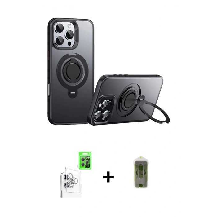 MARSİLYAN™- iPhone 16 Pro Kılıf Zirve Çizgi Prime - Siyah Joko Magic 5D Hayalet Cam + Raze Metal Kamera Lens - BZ