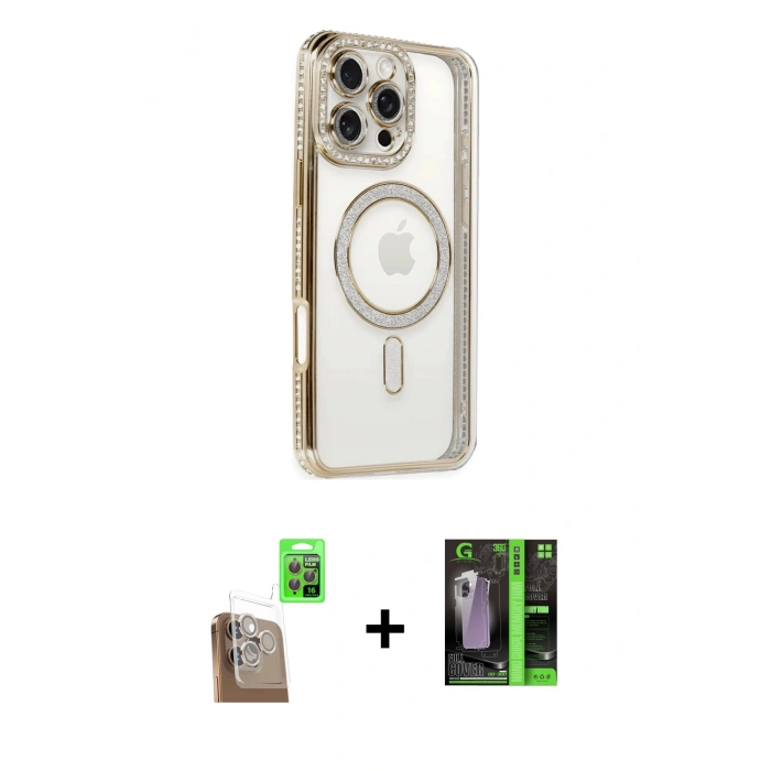 MARSİLYAN™- iPhone 16 Pro Kılıf Zirve Doku Prime - Şeffaf 360 Full Body Arka Koruyucu + Raze Metal Kamera Lens - CLTM