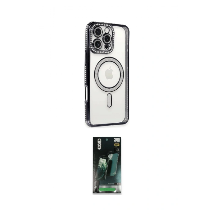 MARSİLYAN™- iPhone 16 Pro Kılıf Zirve Doku Prime - Siyah 360 Mat Full Body Arka Koruyucu