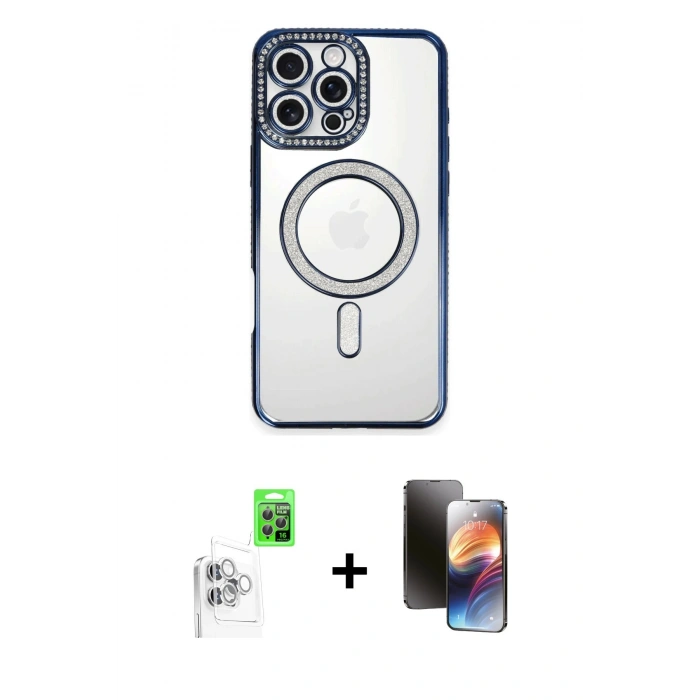 MARSİLYAN™- iPhone 16 Pro Kılıf Zirve Doku Prime - Siyah 3D Antistatik Mat Seramik Nano Ekran Koruyucu + Raze Metal Kamera Lens - BZ