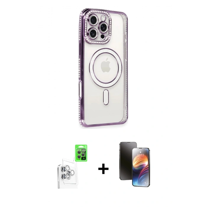 MARSİLYAN™- iPhone 16 Pro Kılıf Zirve Doku Prime - Siyah 3D Antistatik Mat Seramik Nano Ekran Koruyucu + Raze Metal Kamera Lens - BZ