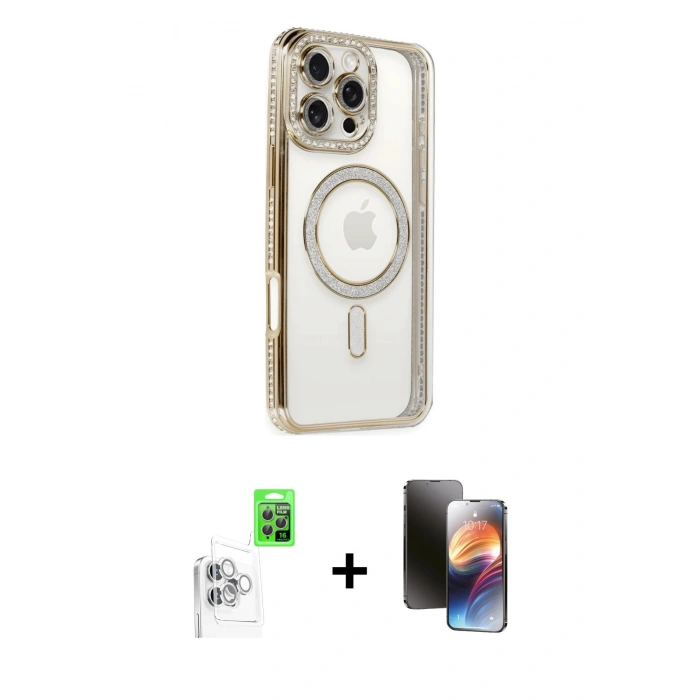 MARSİLYAN™- iPhone 16 Pro Kılıf Zirve Doku Prime - Siyah 3D Antistatik Mat Seramik Nano Ekran Koruyucu + Raze Metal Kamera Lens - BZ