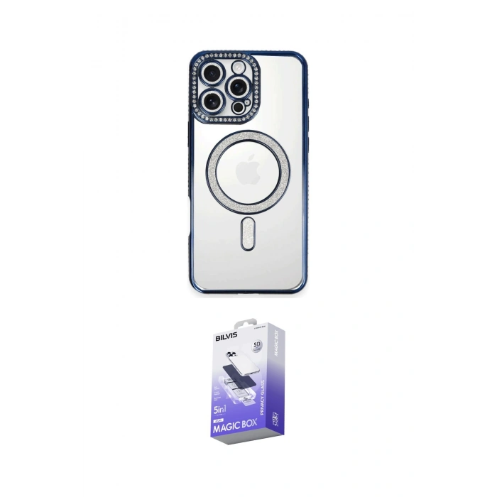 MARSİLYAN™- iPhone 16 Pro Kılıf Zirve Doku Prime - Siyah Bilvis 5in1 5D Magic Hayalet Cam Ekran Koruyucu
