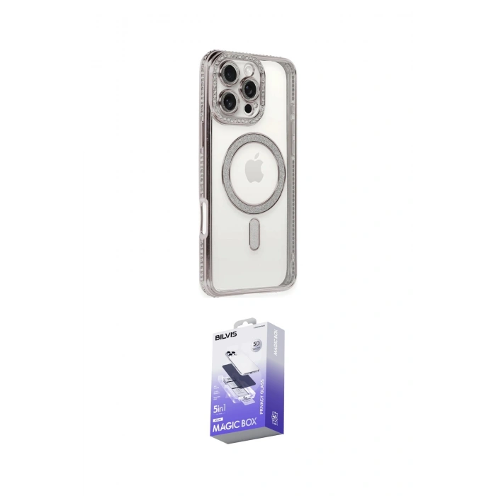 MARSİLYAN™- iPhone 16 Pro Kılıf Zirve Doku Prime - Siyah Bilvis 5in1 5D Magic Hayalet Cam Ekran Koruyucu