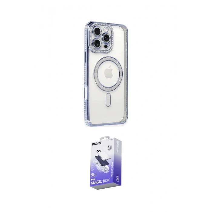 MARSİLYAN™- iPhone 16 Pro Kılıf Zirve Doku Prime - Siyah Bilvis 5in1 5D Magic Hayalet Cam Ekran Koruyucu
