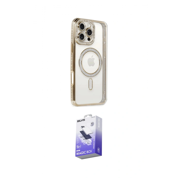 MARSİLYAN™- iPhone 16 Pro Kılıf Zirve Doku Prime - Siyah Bilvis 5in1 5D Magic Hayalet Cam Ekran Koruyucu