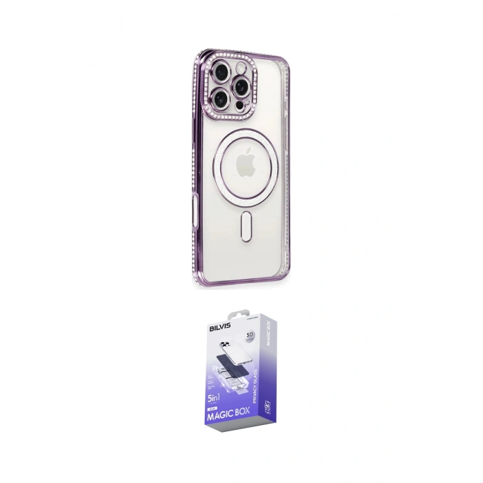 MARSİLYAN™- iPhone 16 Pro Kılıf Zirve Doku Prime - Siyah Bilvis 5in1 5D Magic Hayalet Cam Ekran Koruyucu