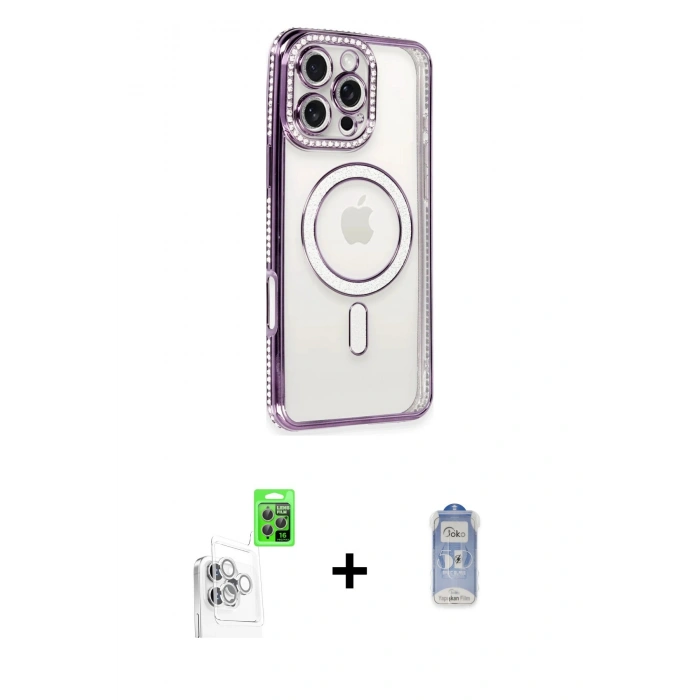 MARSİLYAN™- iPhone 16 Pro Kılıf Zirve Doku Prime - Siyah Joko Magic 5D Cam + Raze Metal Kamera Lens - BZ