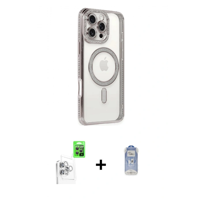 MARSİLYAN™- iPhone 16 Pro Kılıf Zirve Doku Prime - Siyah Joko Magic 5D Cam + Raze Metal Kamera Lens - BZ