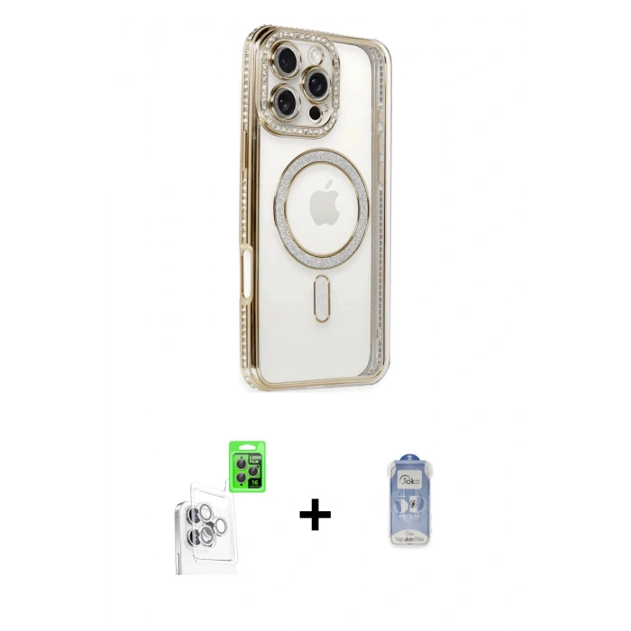 MARSİLYAN™- iPhone 16 Pro Kılıf Zirve Doku Prime - Siyah Joko Magic 5D Cam + Raze Metal Kamera Lens - BZ