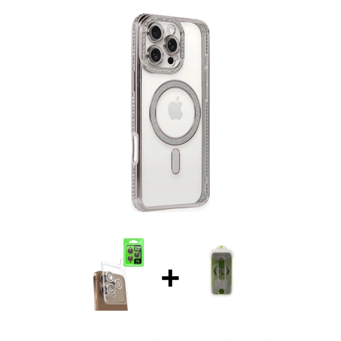 MARSİLYAN™- iPhone 16 Pro Kılıf Zirve Doku Prime - Siyah Joko Magic 5D Hayalet Cam + Raze Metal Kamera Lens - CLTM