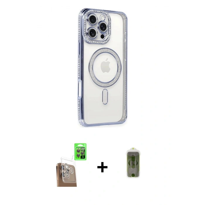 MARSİLYAN™- iPhone 16 Pro Kılıf Zirve Doku Prime - Siyah Joko Magic 5D Hayalet Cam + Raze Metal Kamera Lens - CLTM