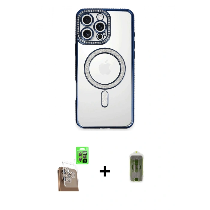 MARSİLYAN™- iPhone 16 Pro Kılıf Zirve Doku Prime - Siyah Joko Magic 5D Hayalet Cam + Raze Metal Kamera Lens - CLTM