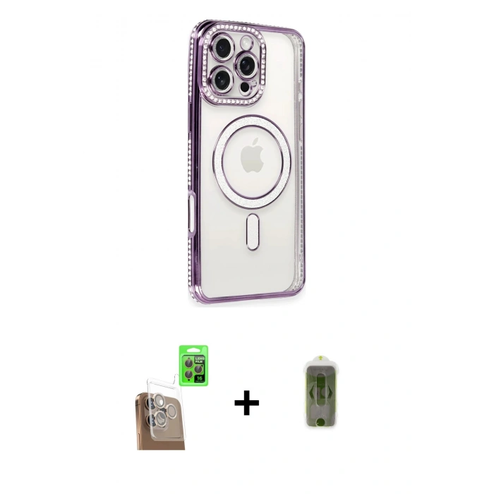 MARSİLYAN™- iPhone 16 Pro Kılıf Zirve Doku Prime - Siyah Joko Magic 5D Hayalet Cam + Raze Metal Kamera Lens - CLTM