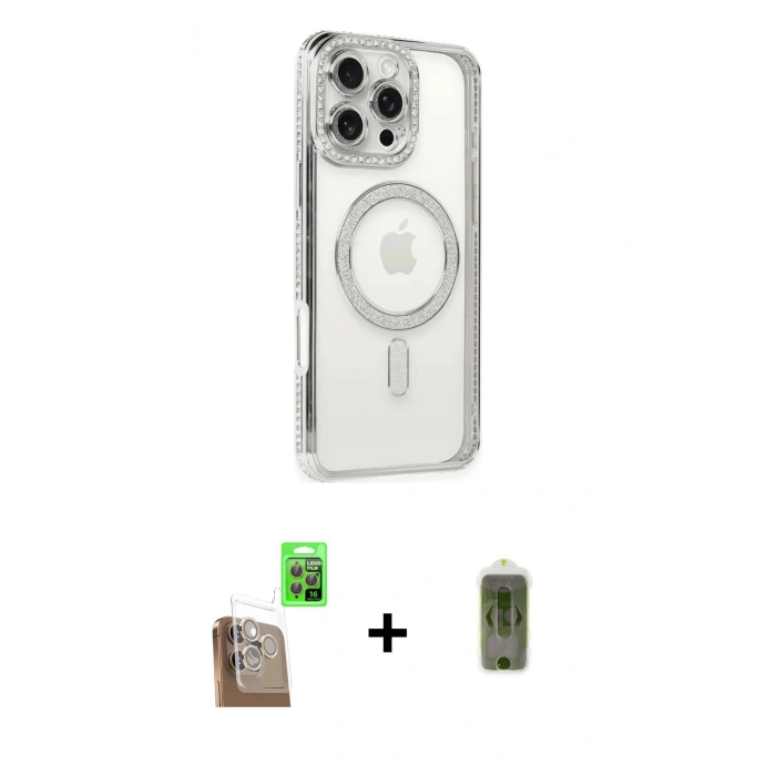 MARSİLYAN™- iPhone 16 Pro Kılıf Zirve Doku Prime - Siyah Joko Magic 5D Hayalet Cam + Raze Metal Kamera Lens - CLTM
